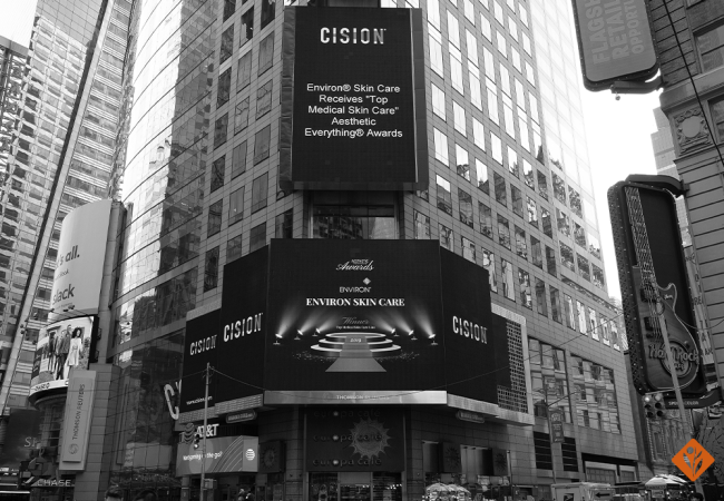 Environ award listed on Time Square New York
