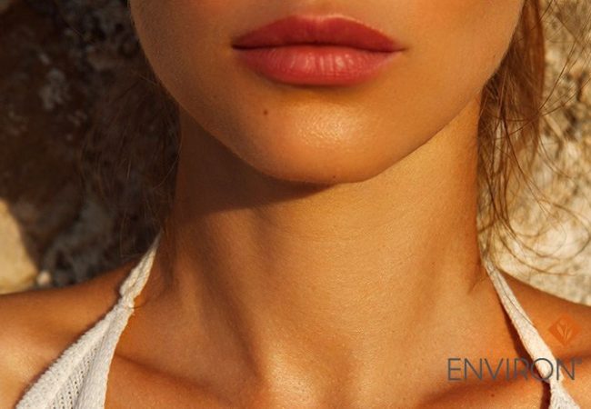 sun kissed mouth and neck of a woman