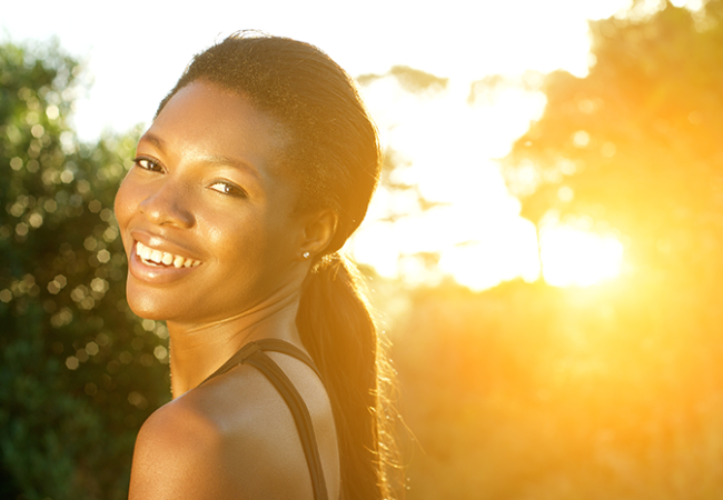 woman with healthy-looking, beautiful skin